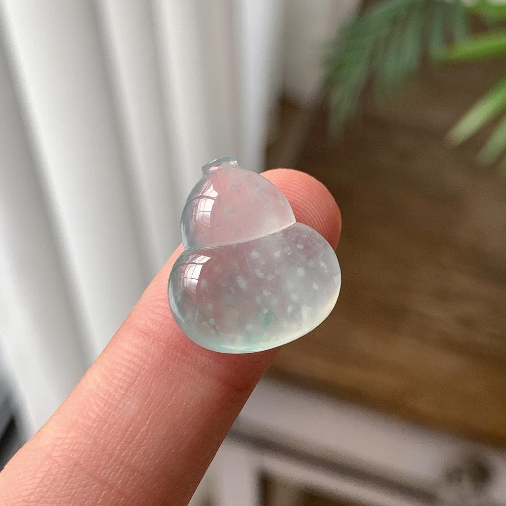 冰种 飘绿雪花棉葫芦吊坠 天然缅甸A货翡翠（yc703363）