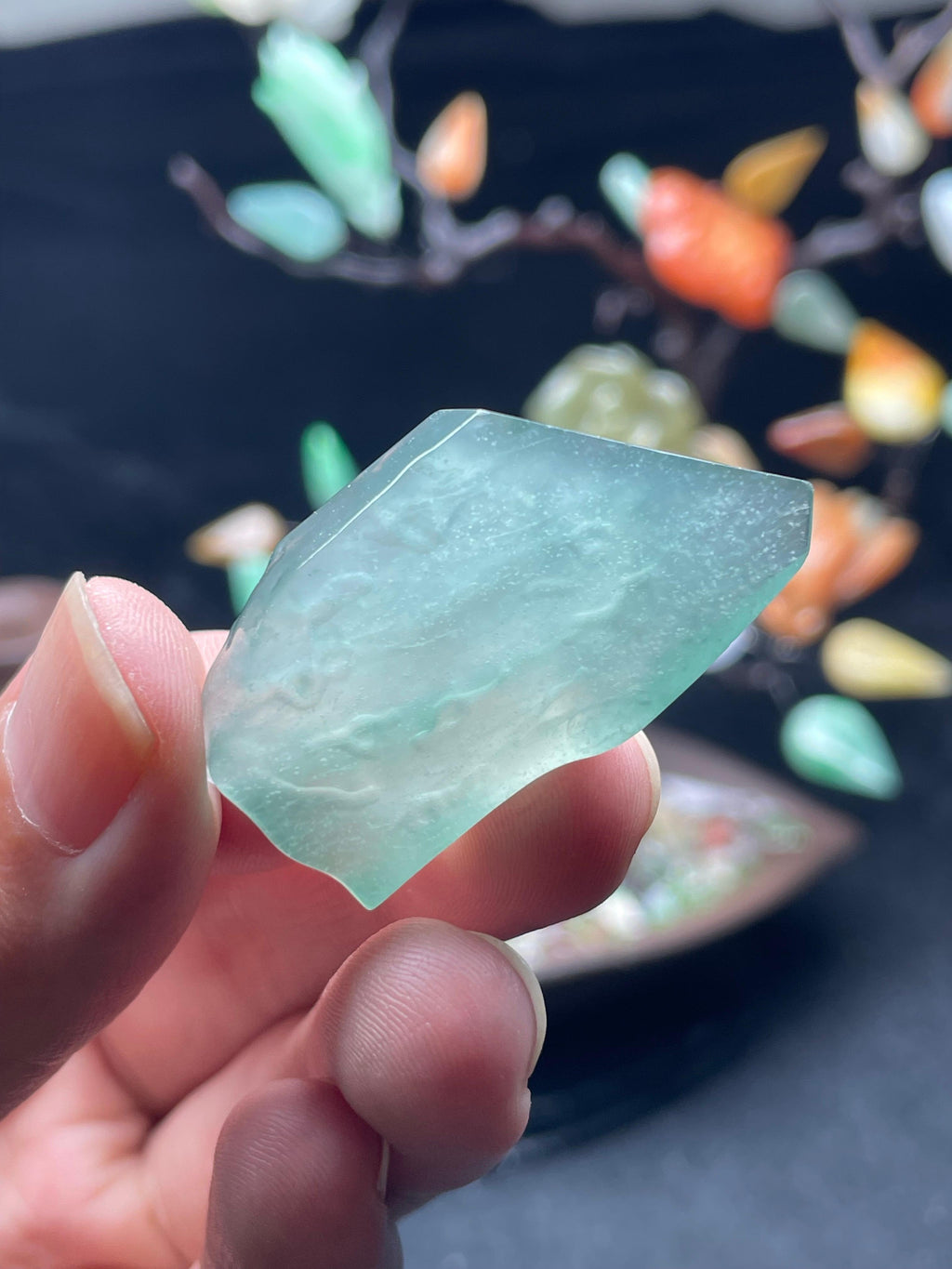 高冰湖水绿雪花棉挂件料（yc529956）