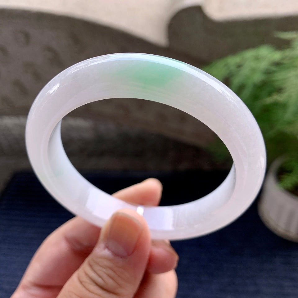细糯种飘绿平安镯（58mm）（yc098125）