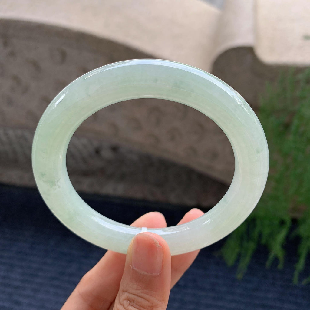 细糯种晴水绿圆条手镯 56.5圈（yc709334）