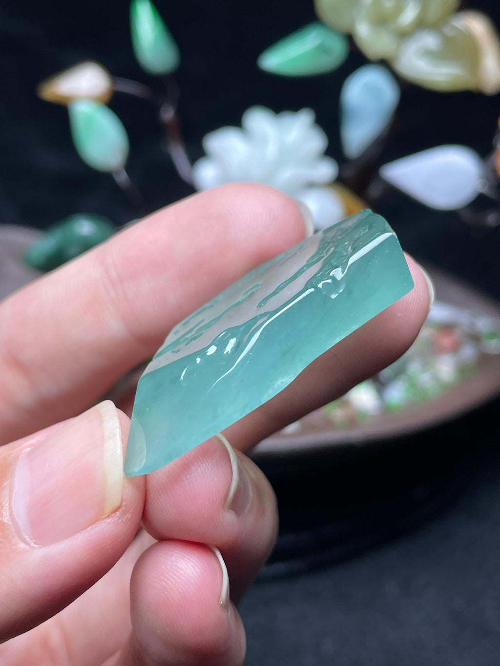高冰湖水绿雪花棉挂件料（yc529956）