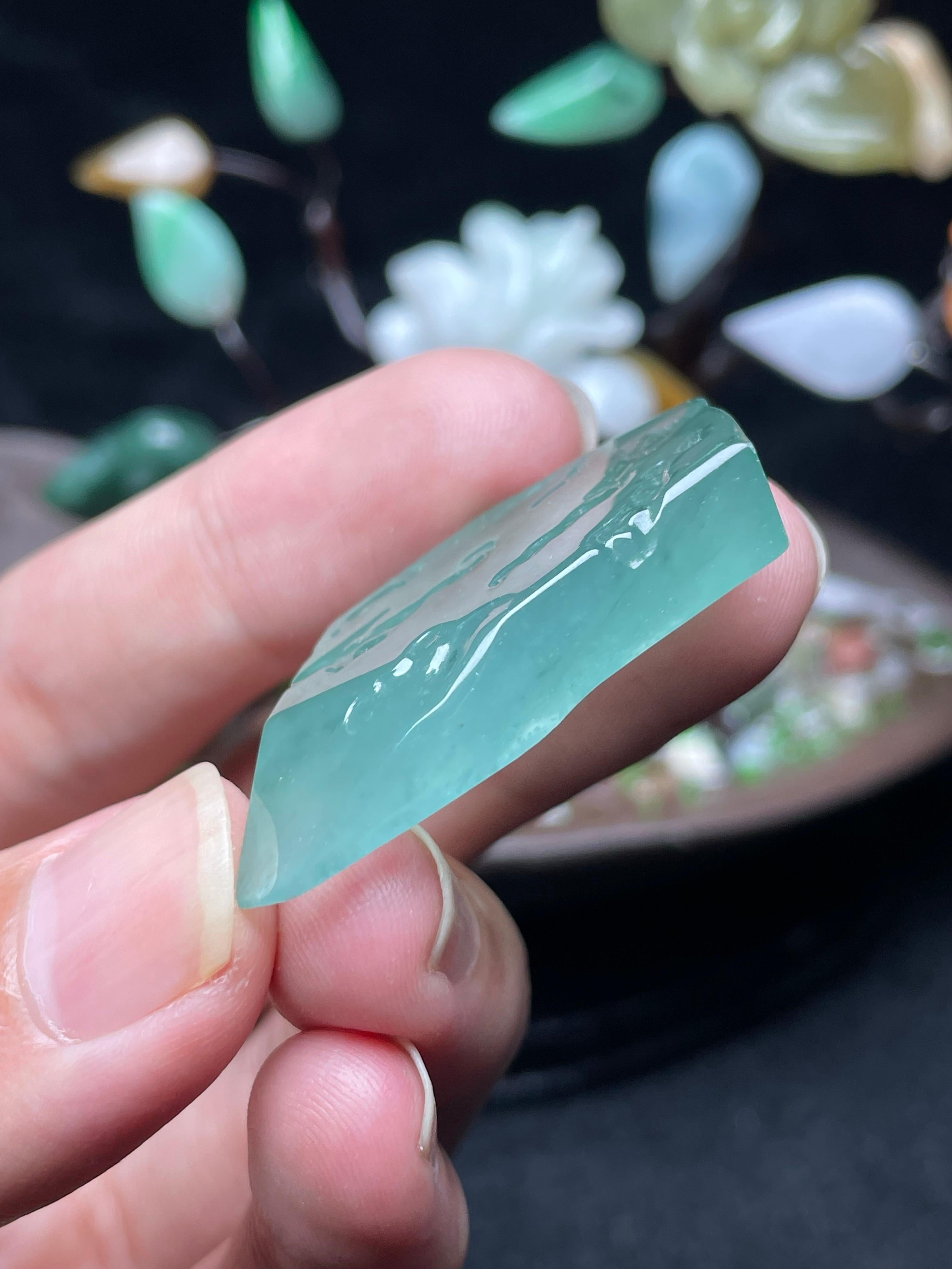 高冰湖水绿雪花棉挂件料（yc529956）