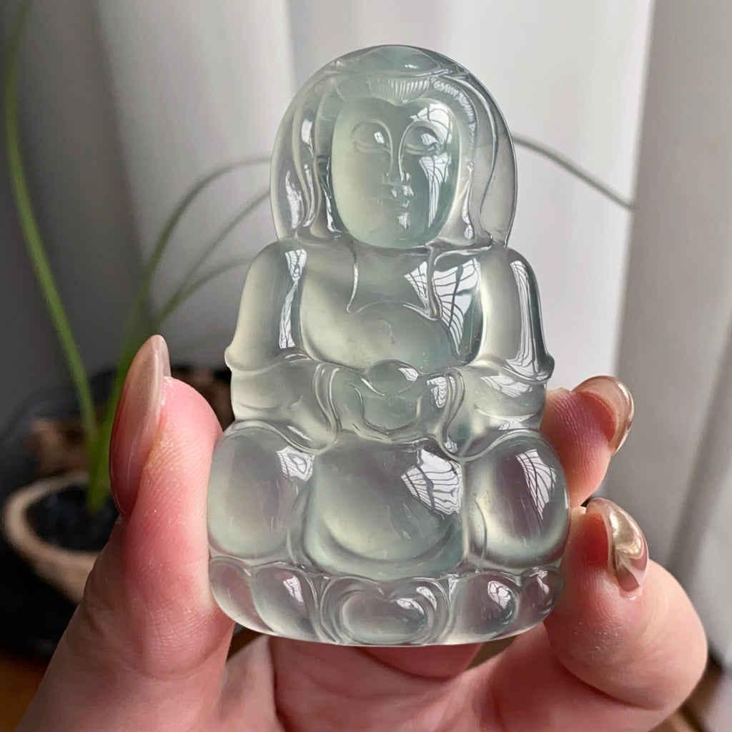 冰玻种淡晴底观音吊坠（yc260825）