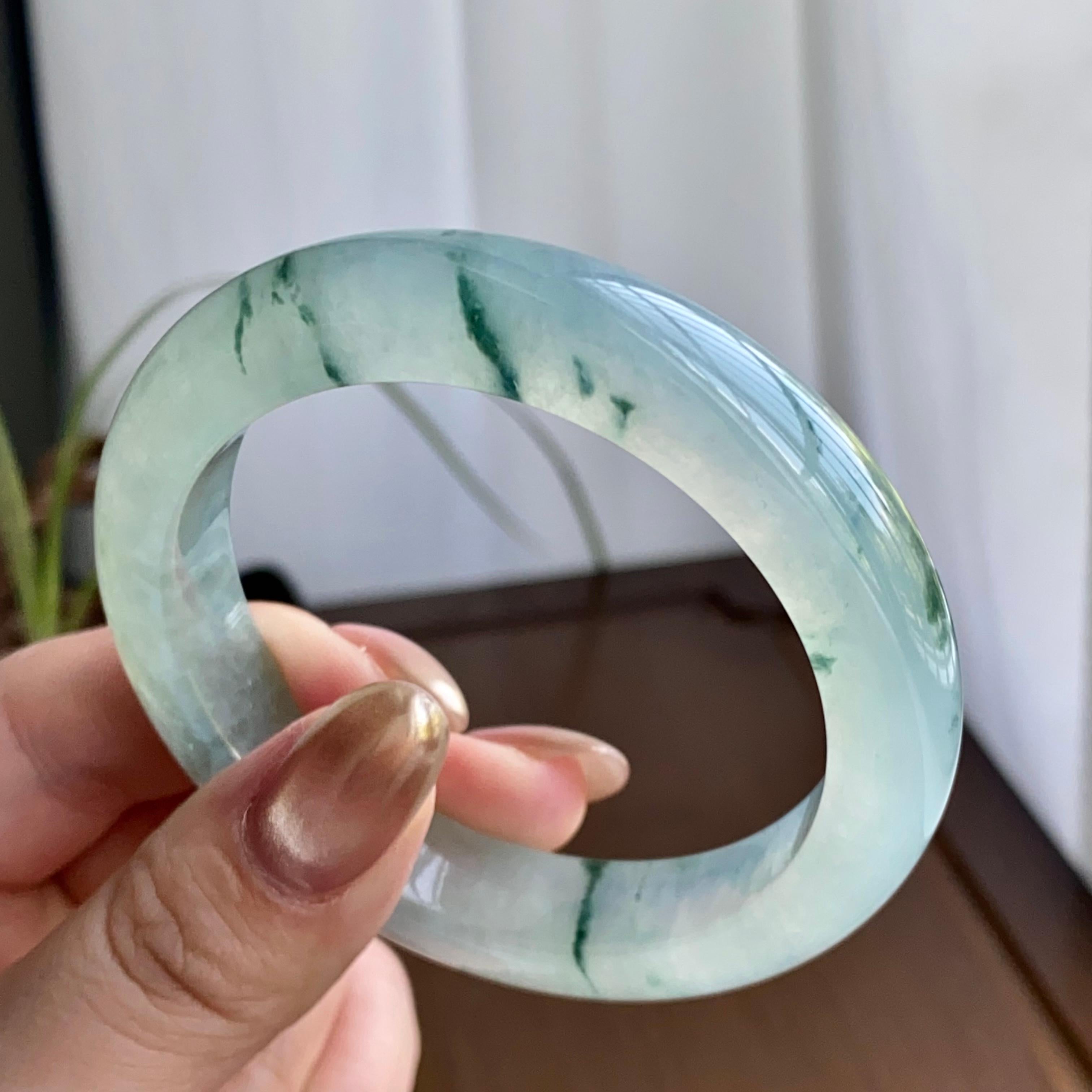 冰种飘花平安镯（54圈）（yc259123）