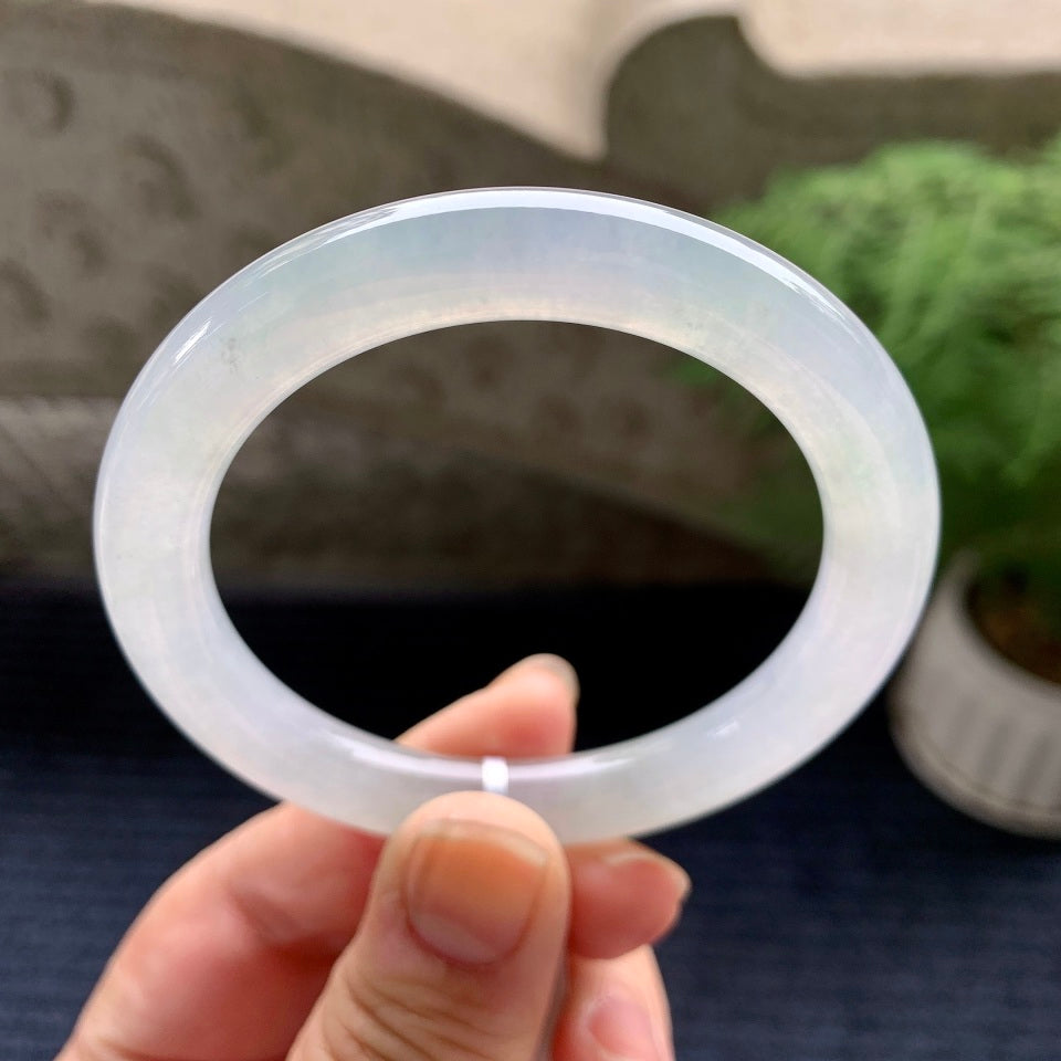 糯冰种无色圆条手镯（52.4mm）（yc082611）