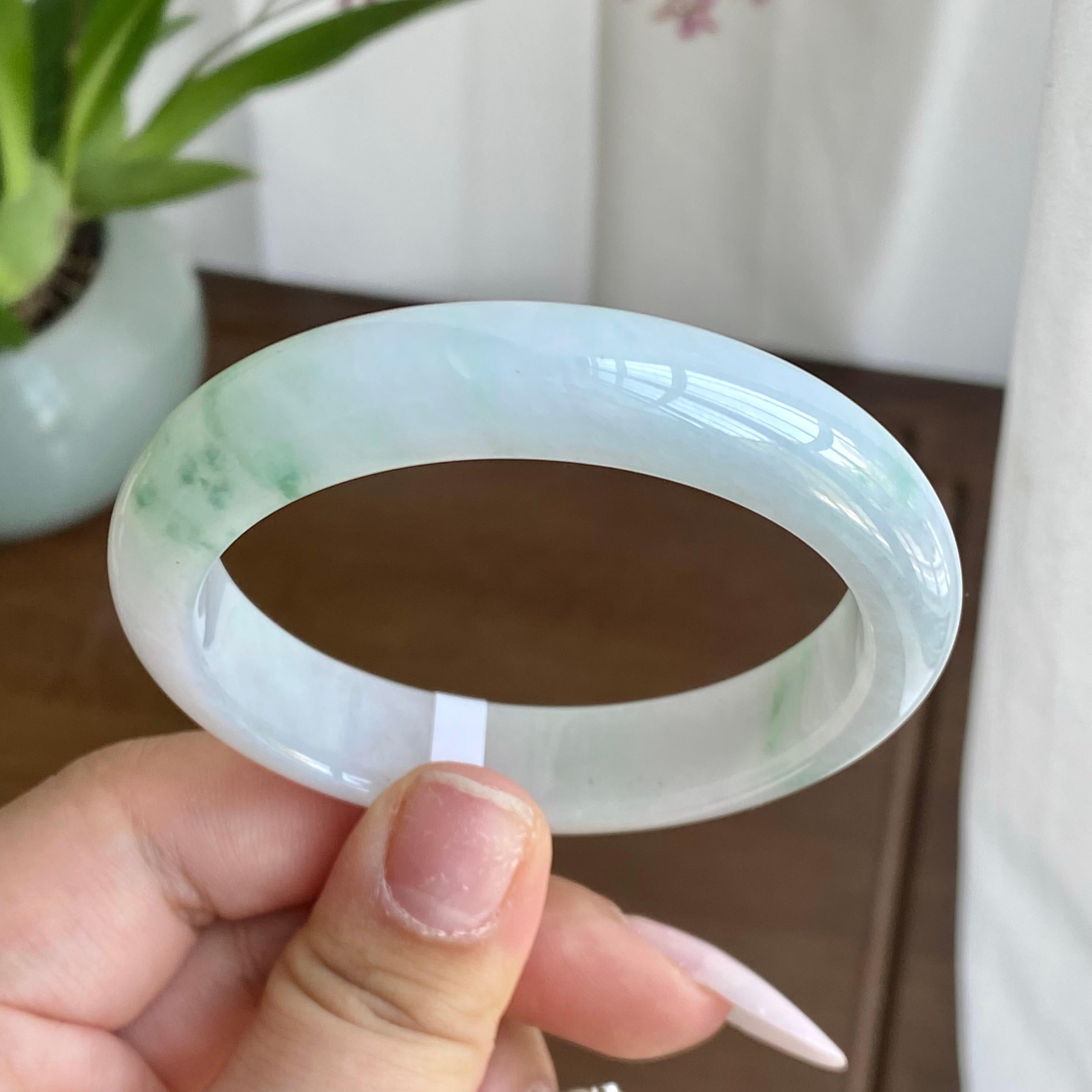 糯冰种飘花手镯（54圈）（yc298416）