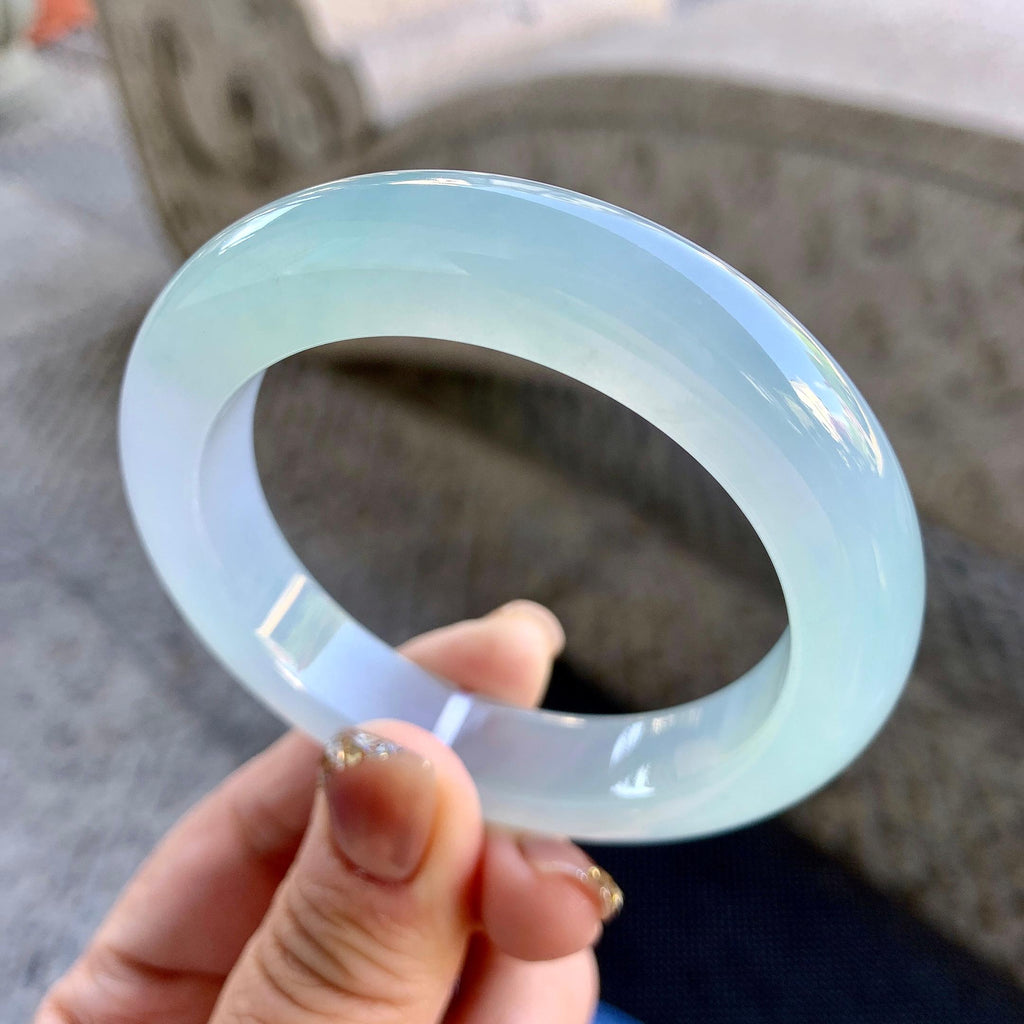 冰种淡蓝底平安镯（53.2mm）（yc273593）