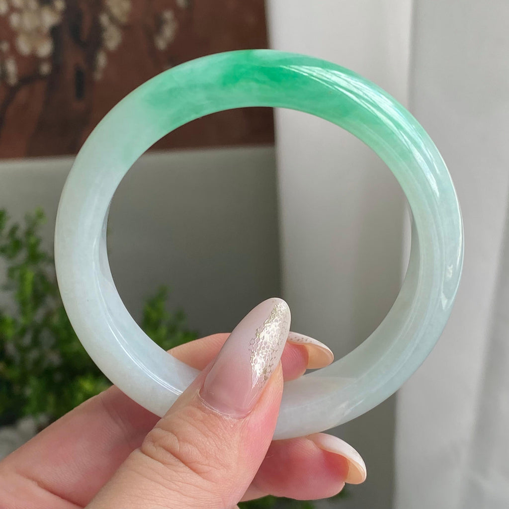 细糯种白底青平安镯（56圈）（yc211738）