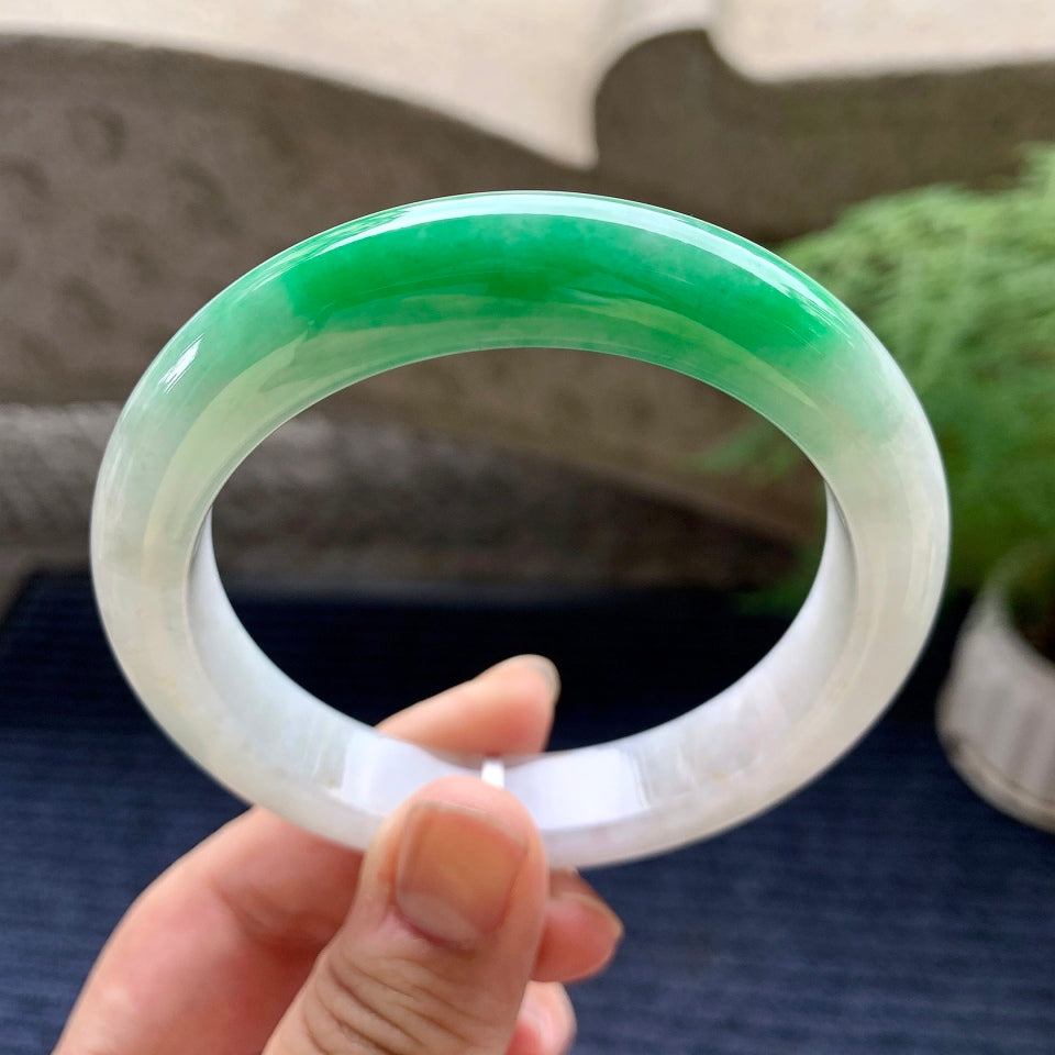 细糯种白底青平安镯（59mm）（yc116160）