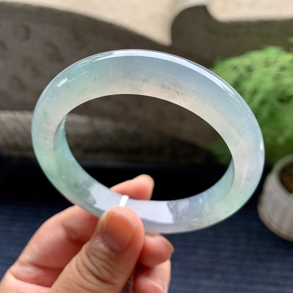 糯冰种飘花平安镯（58.3mm）（yc093391）