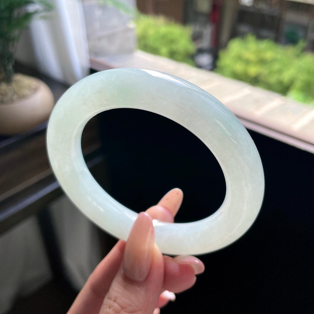 细糯种淡晴底葡萄肉圆条 56.5圈 天然缅甸A货翡翠（yc693140）