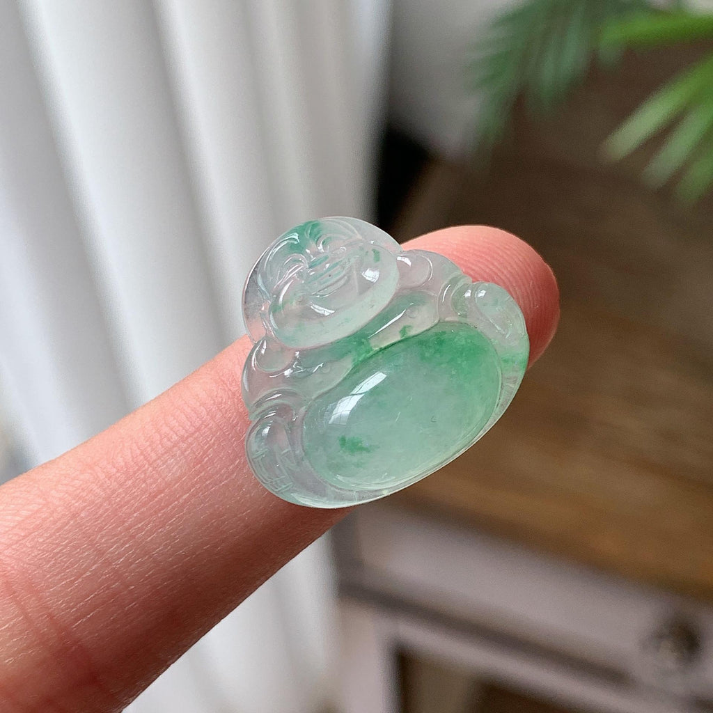 糯冰种 飘花佛公吊坠 天然缅甸A货翡翠（yc703370）