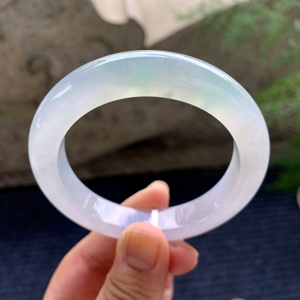 糯冰种淡春彩平安镯（55mm）（yc175880）