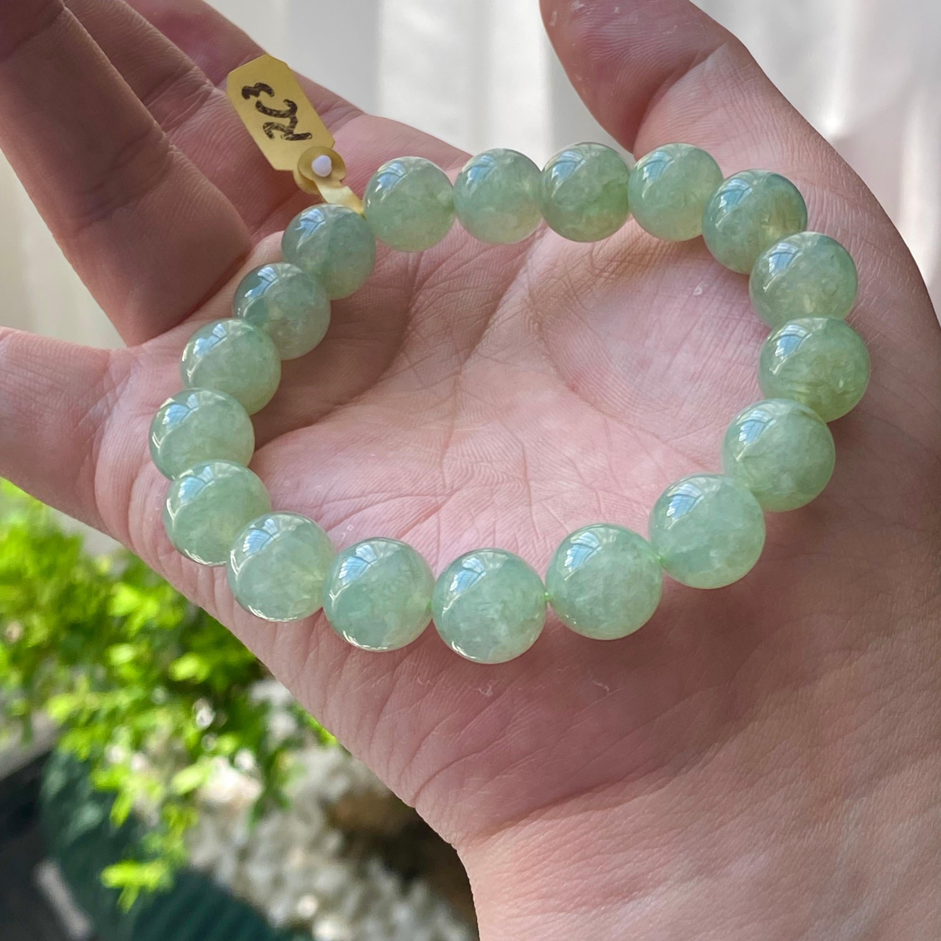 糯冰种湖水绿单圈手串（18颗）（yc203055）