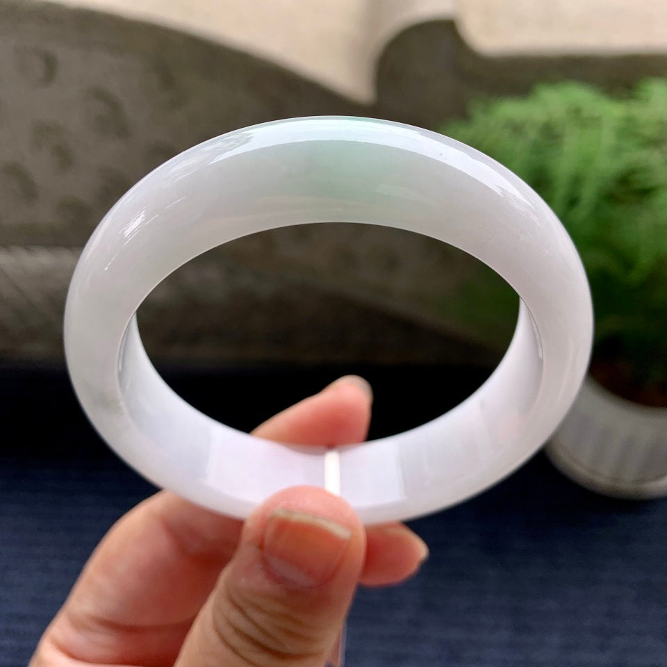 糯冰种白底青平安镯（56.6mm）（yc081939）
