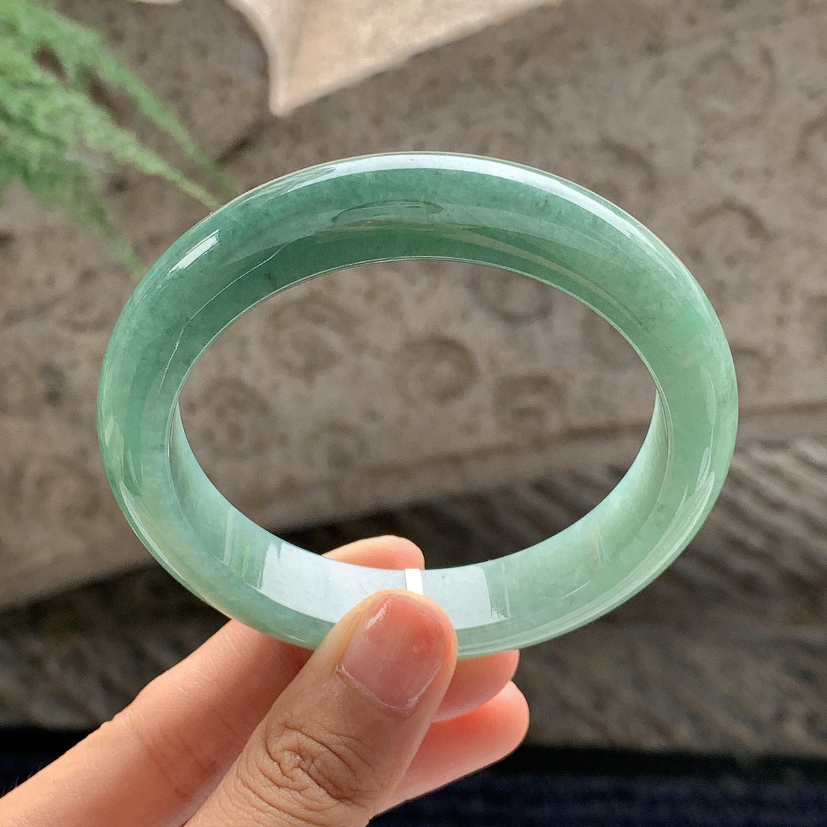 细糯种 湖水绿正圈平安镯 59.2圈 天然缅甸A货翡翠（yc701295）