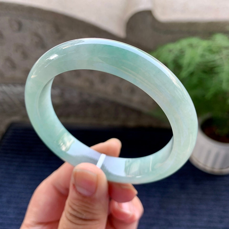 细糯种带蓝底平安镯（58.5mm）（yc080885）