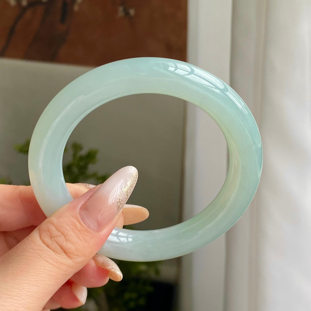 糯冰种晴底圆条手镯（55圈）（yc223124）