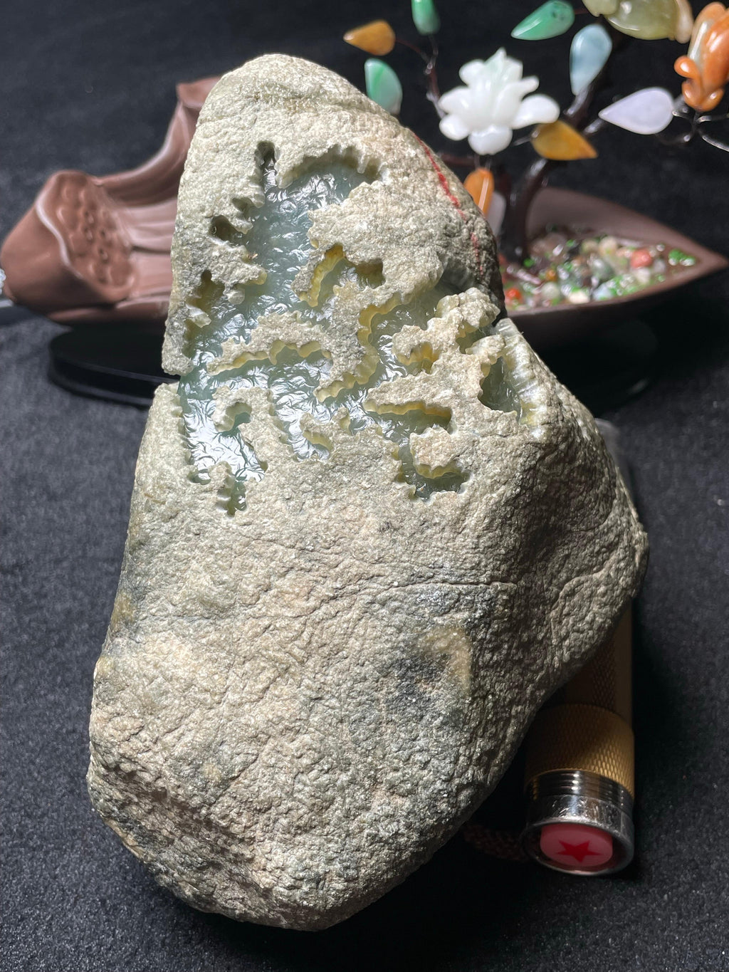 莫西沙开窗飘花飘黄手镯料（yc492386）