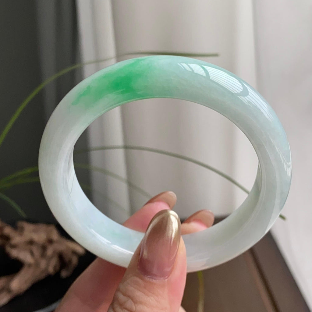 细糯种白底青平安镯（55圈）（yc259456）