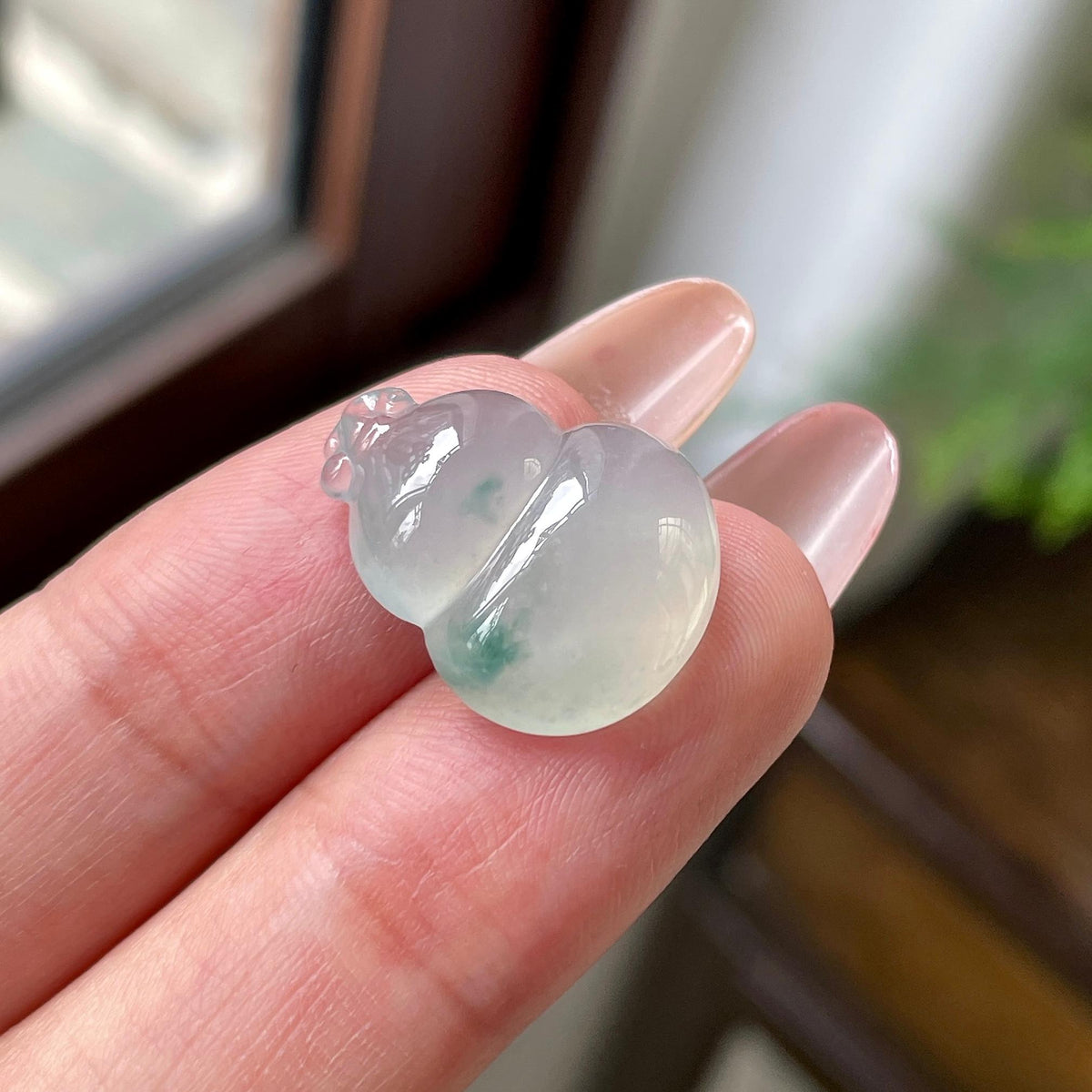 糯冰种飘花葫芦吊坠 天然缅甸A货翡翠（yc694818）