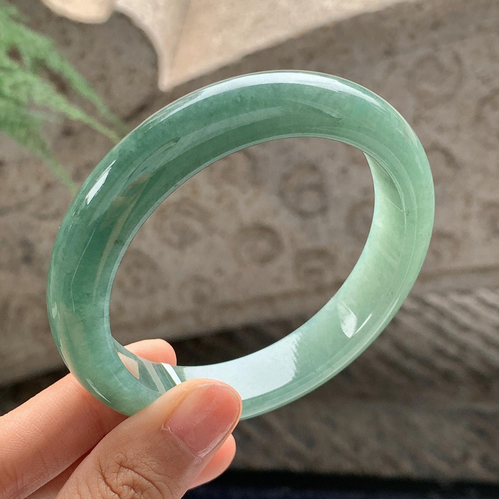 细糯种 湖水绿正圈平安镯 59.2圈 天然缅甸A货翡翠（yc701295）