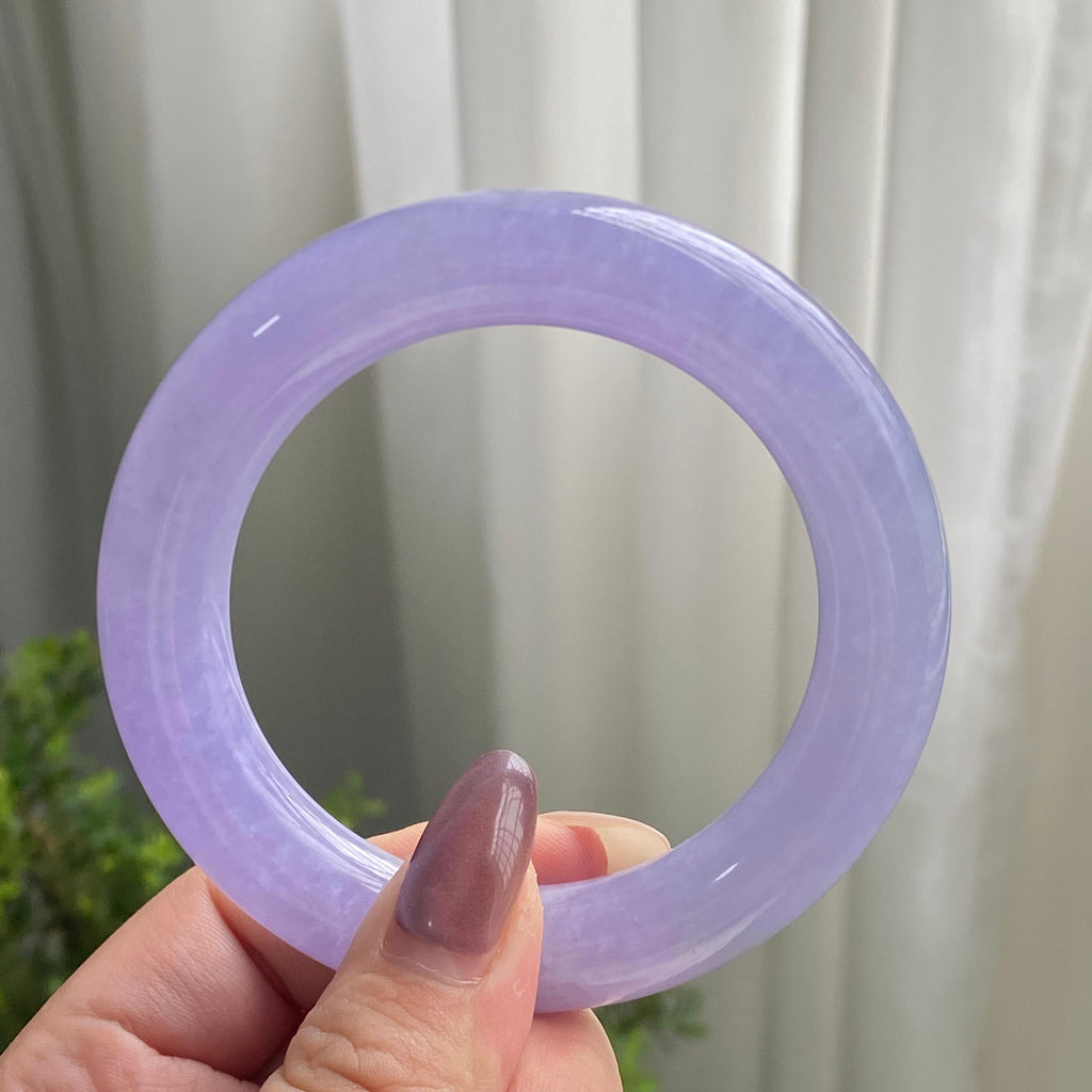 糯冰种紫罗兰圆条手镯（55圈）（yc199711）