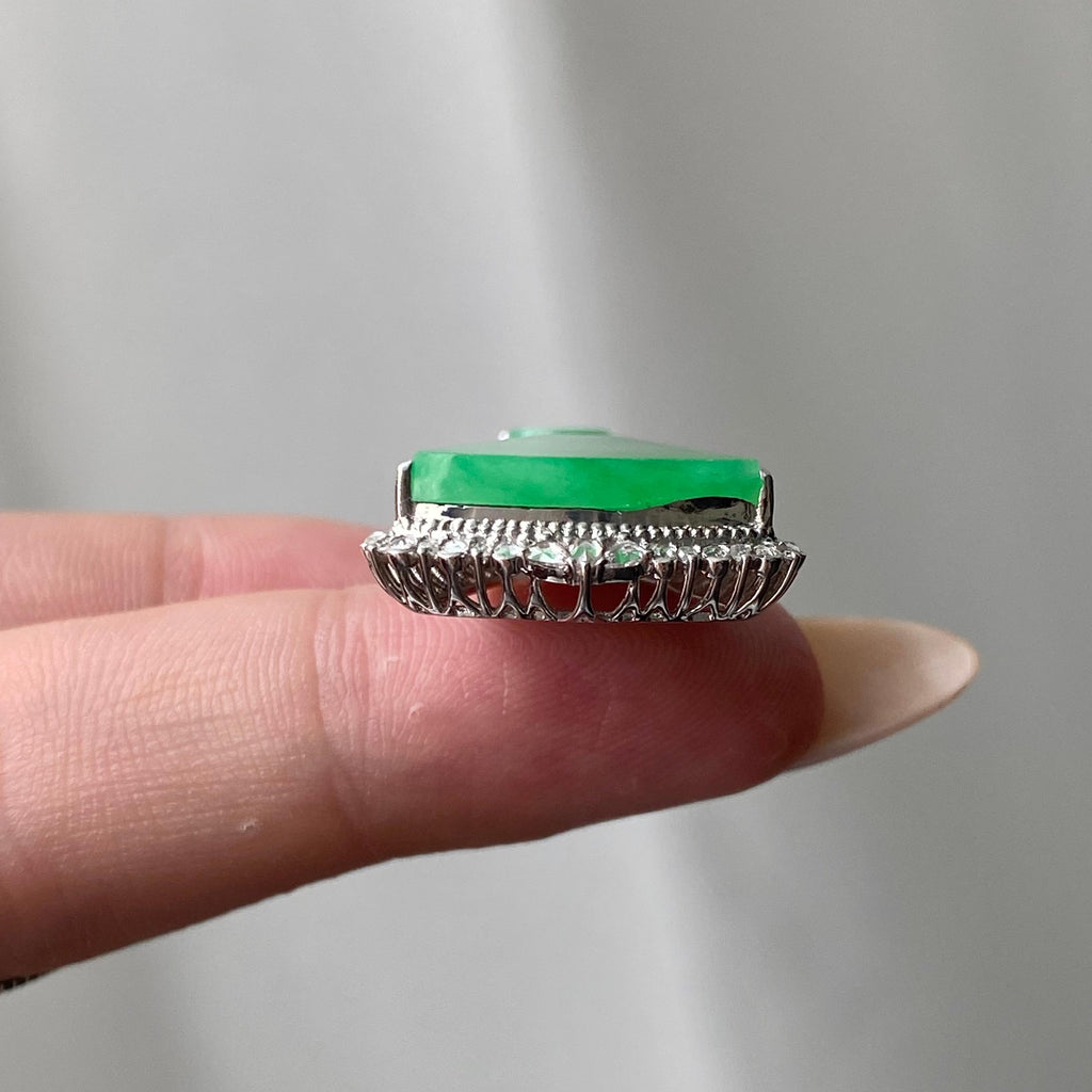 18k金钻镶冰种满绿无事牌吊坠（yc204863）