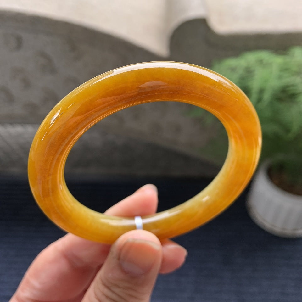 糯冰种黄翡圆条手镯（54.8mm）（yc081986）