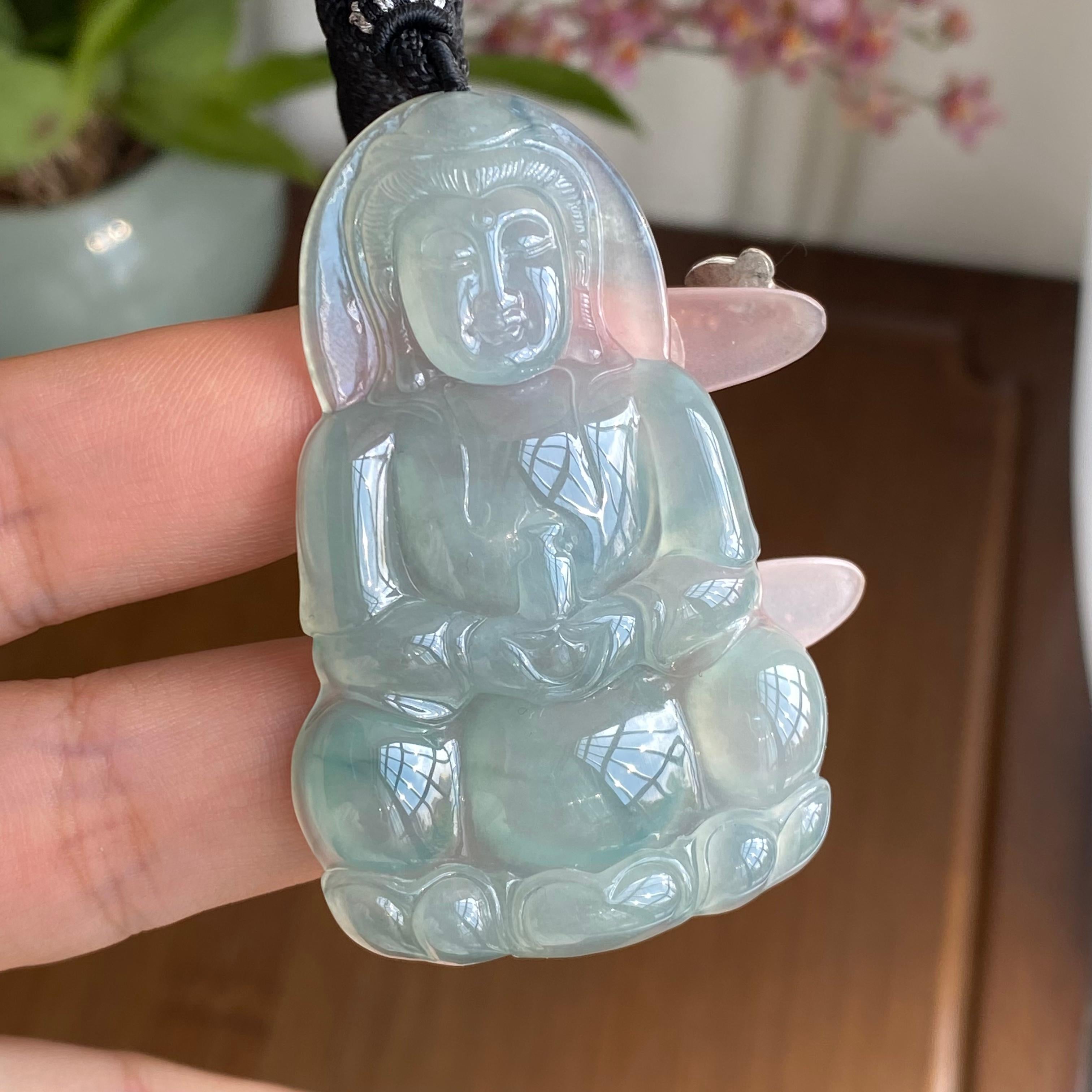 冰种晴底观音牌吊坠（yc303264）