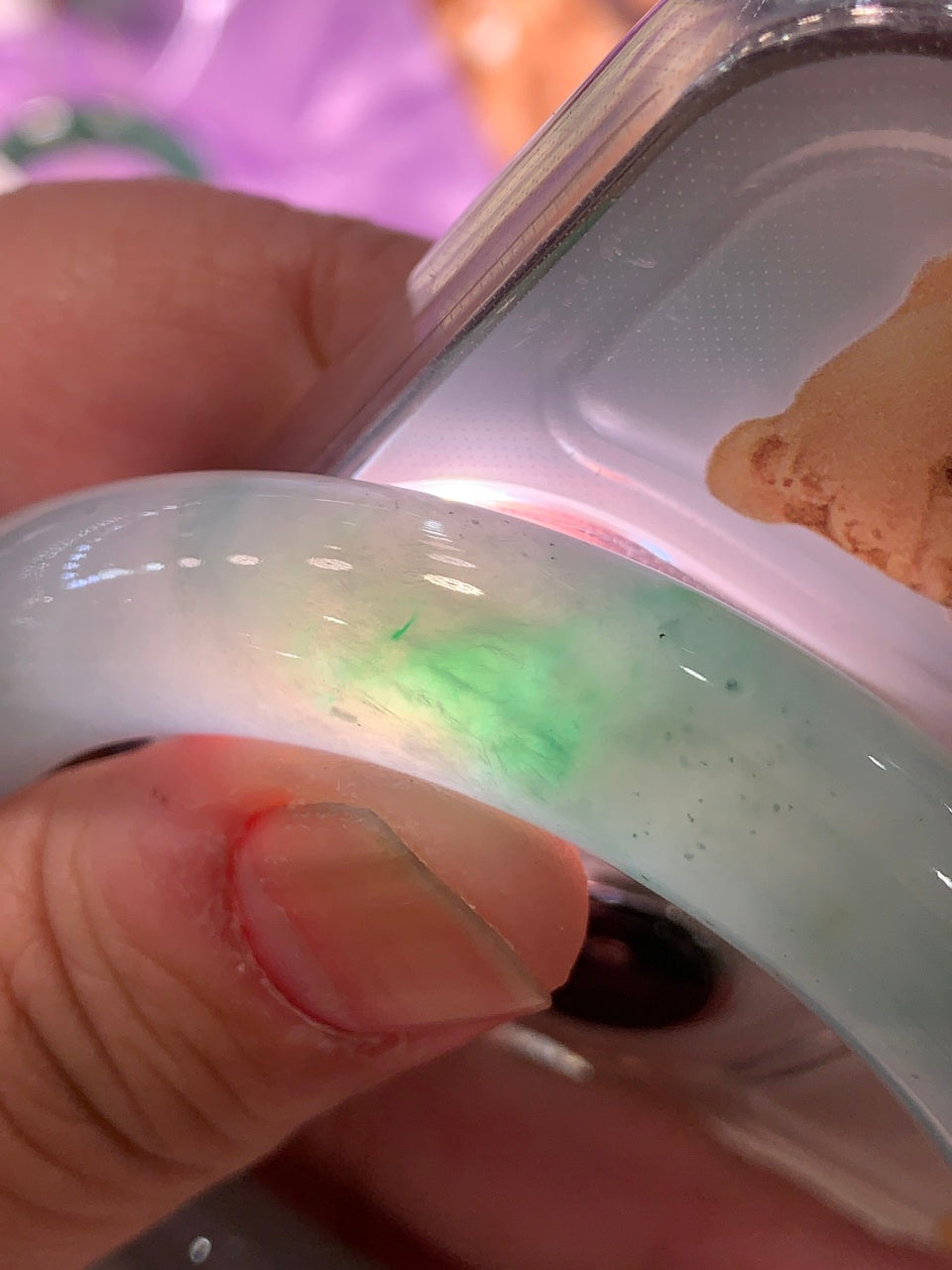 冰飘绿圆条手镯（57.3mm）（yc058547）