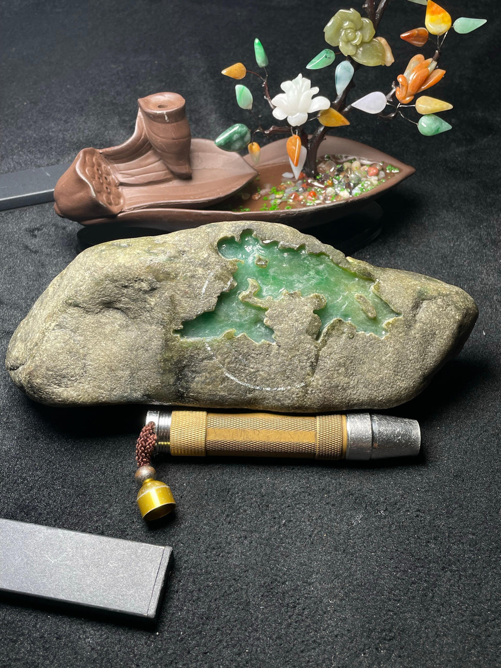 极品莫西沙黄加绿手镯料（yc496957）