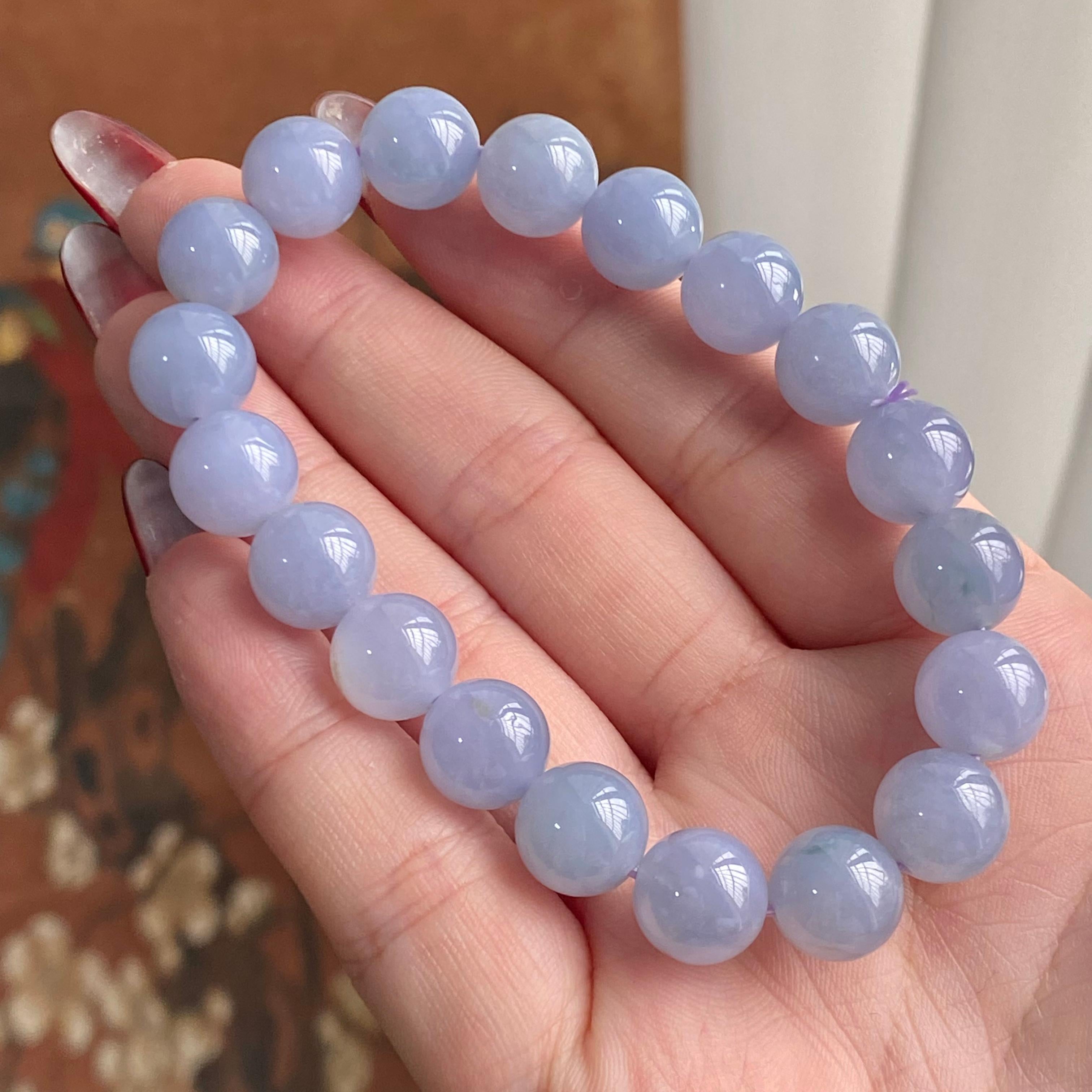 糯冰种紫罗兰单圈手串（19颗）（yc223984）