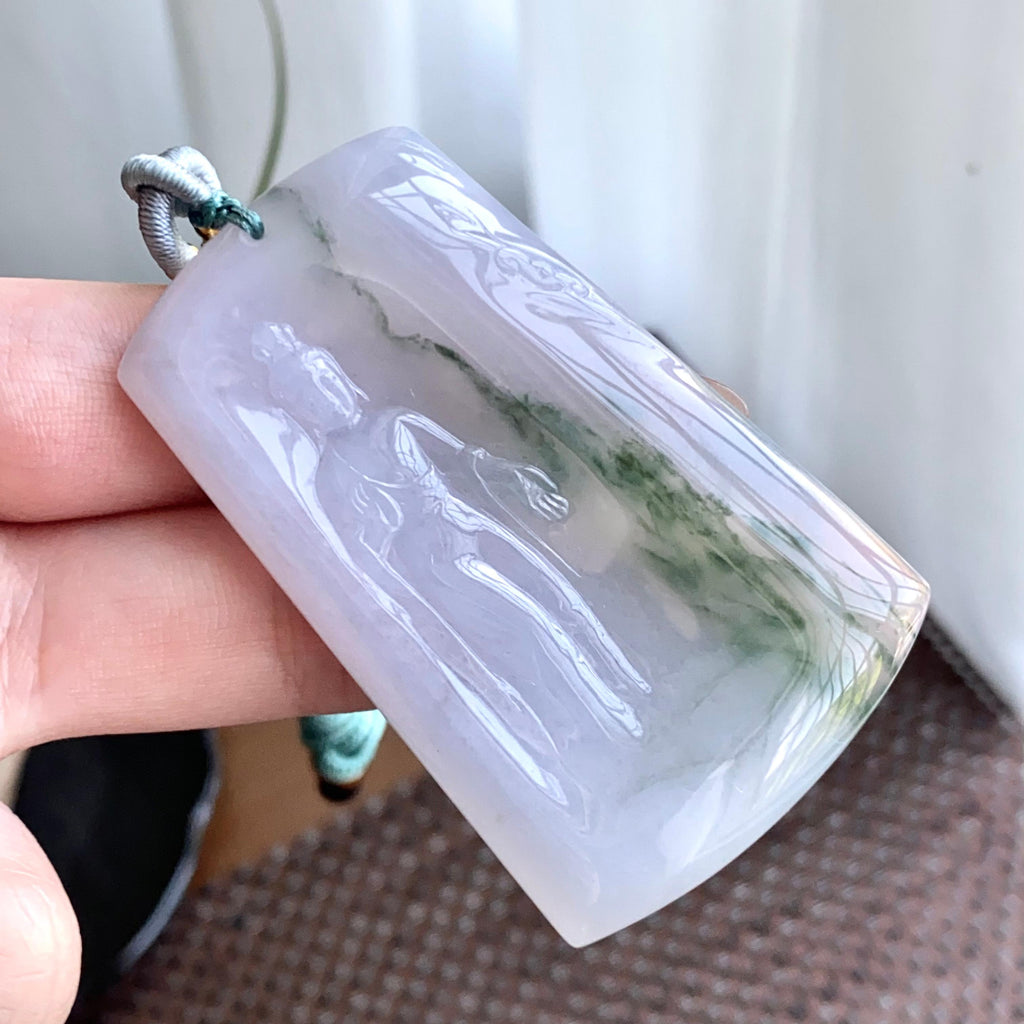 糯冰种飘花度母牌吊坠（yc265641）