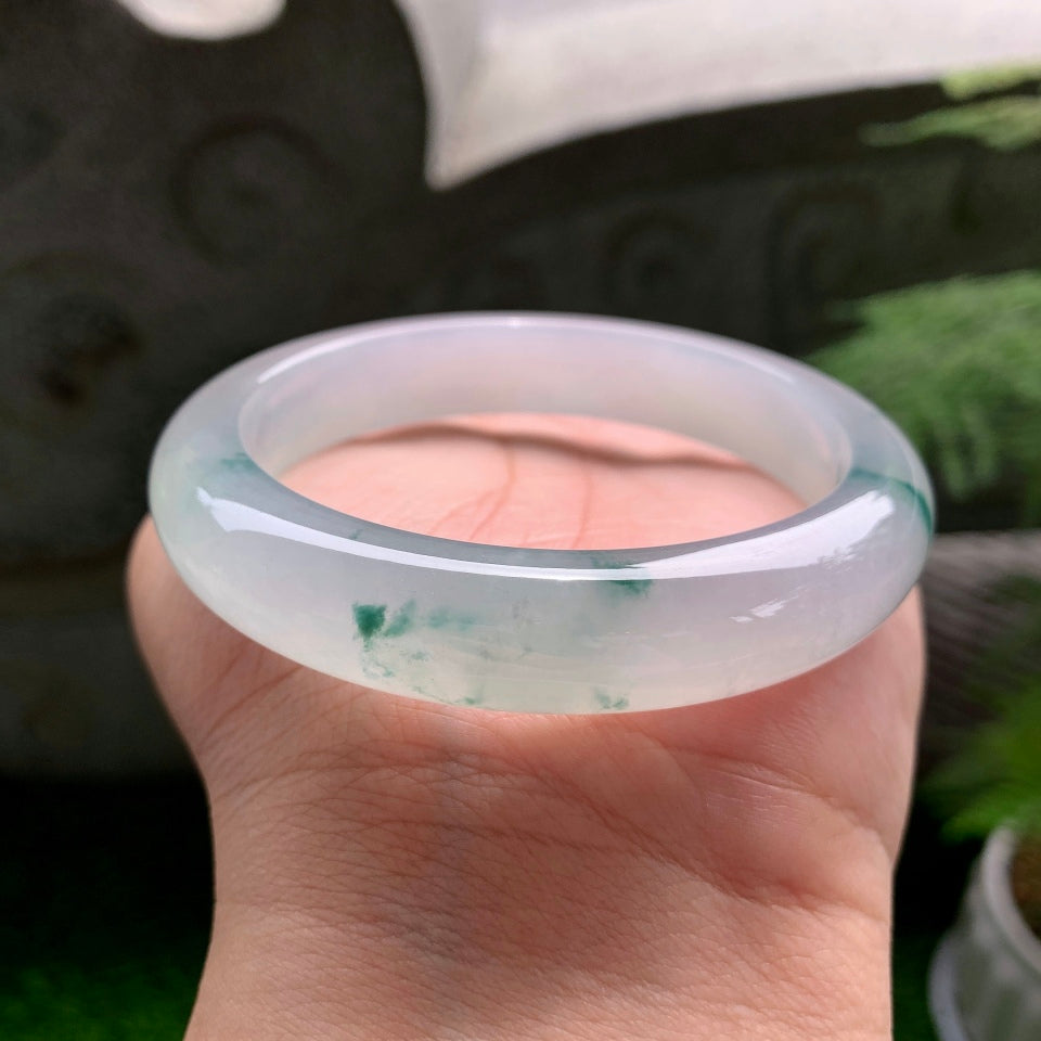 冰种飘花翡翠平安镯（58.8mm）（TF07013508）