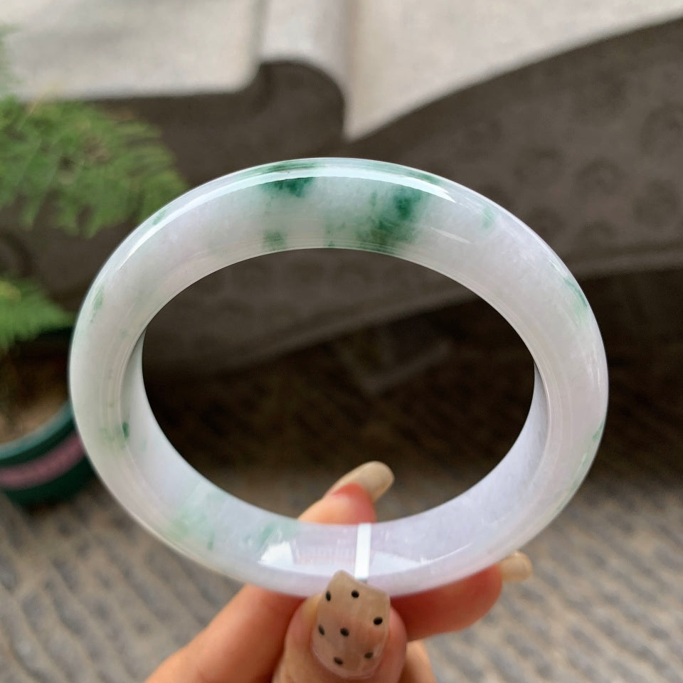 糯种飘花翡翠平安镯（59.6mm）（yc029081）
