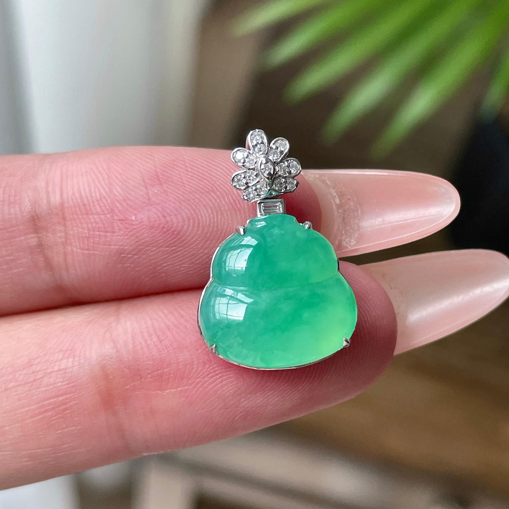 18K冰绿葫芦吊坠 天然缅甸A货翡翠（yc534438）