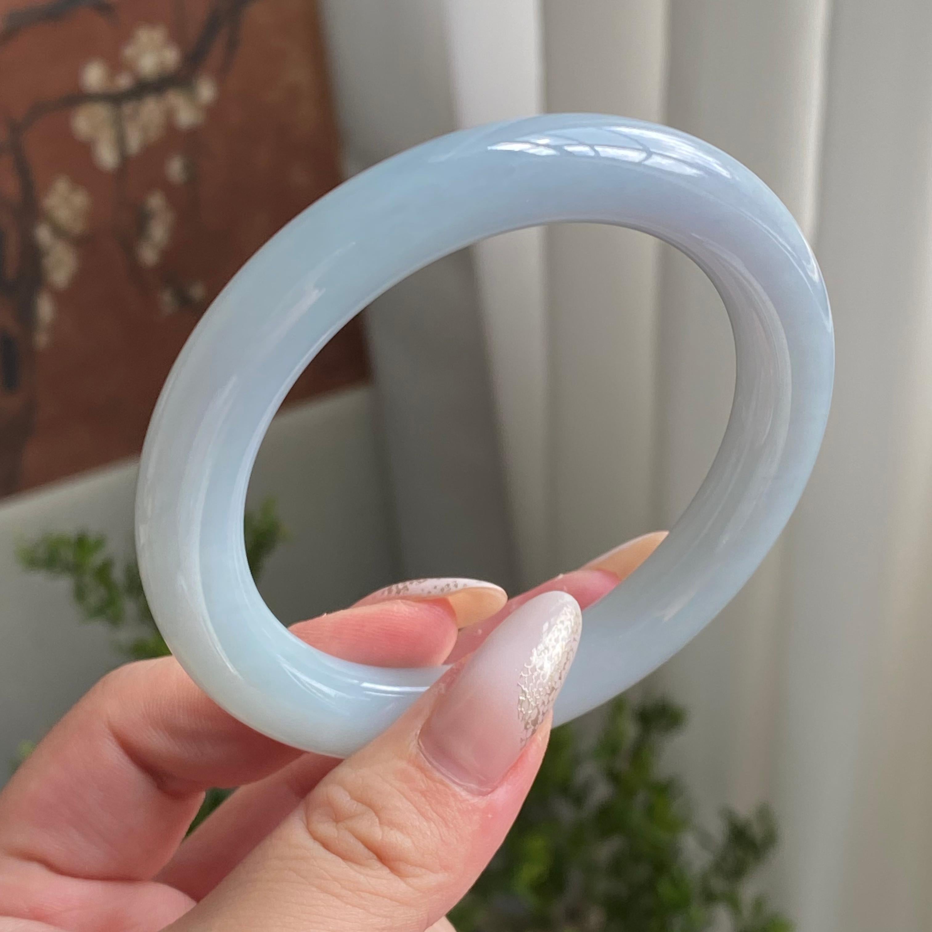 细糯种淡春彩圆条手镯（58圈）（yc213610）