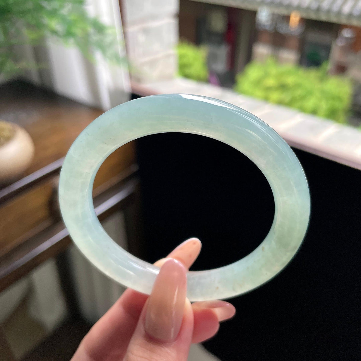 糯冰种冰晴水晴绿洒金圆条 56.3圈 天然缅甸A货翡翠（yc696403）
