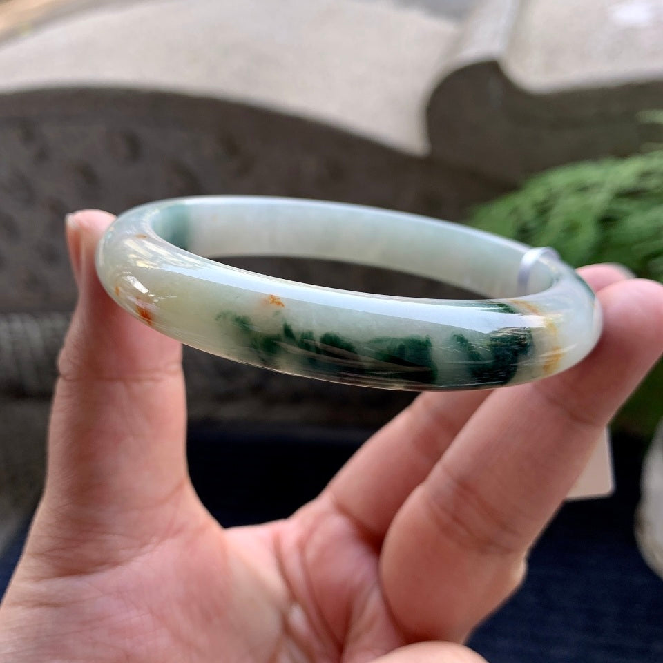 细糯种飘花洒金平安镯（64mm）（yc093343）