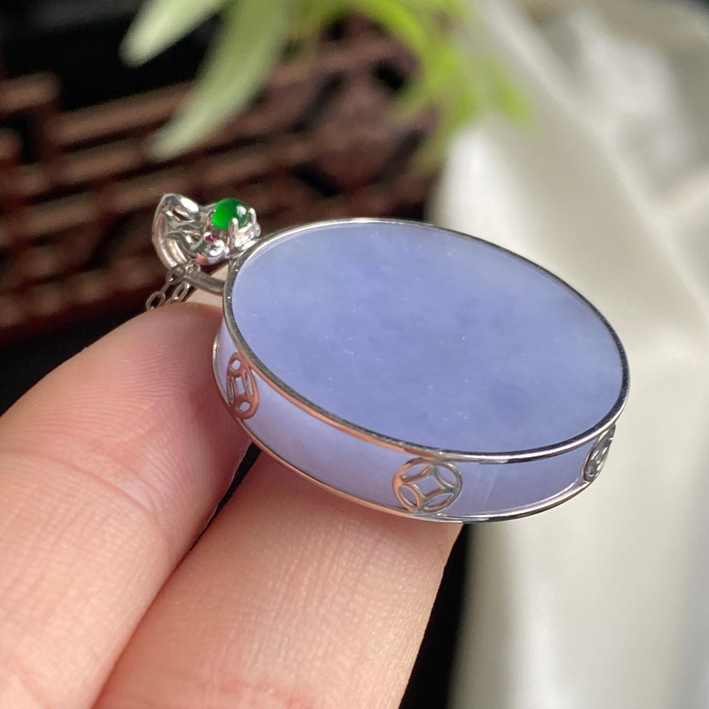 18k金钻镶细糯种紫罗兰圆牌吊坠（yc197331）