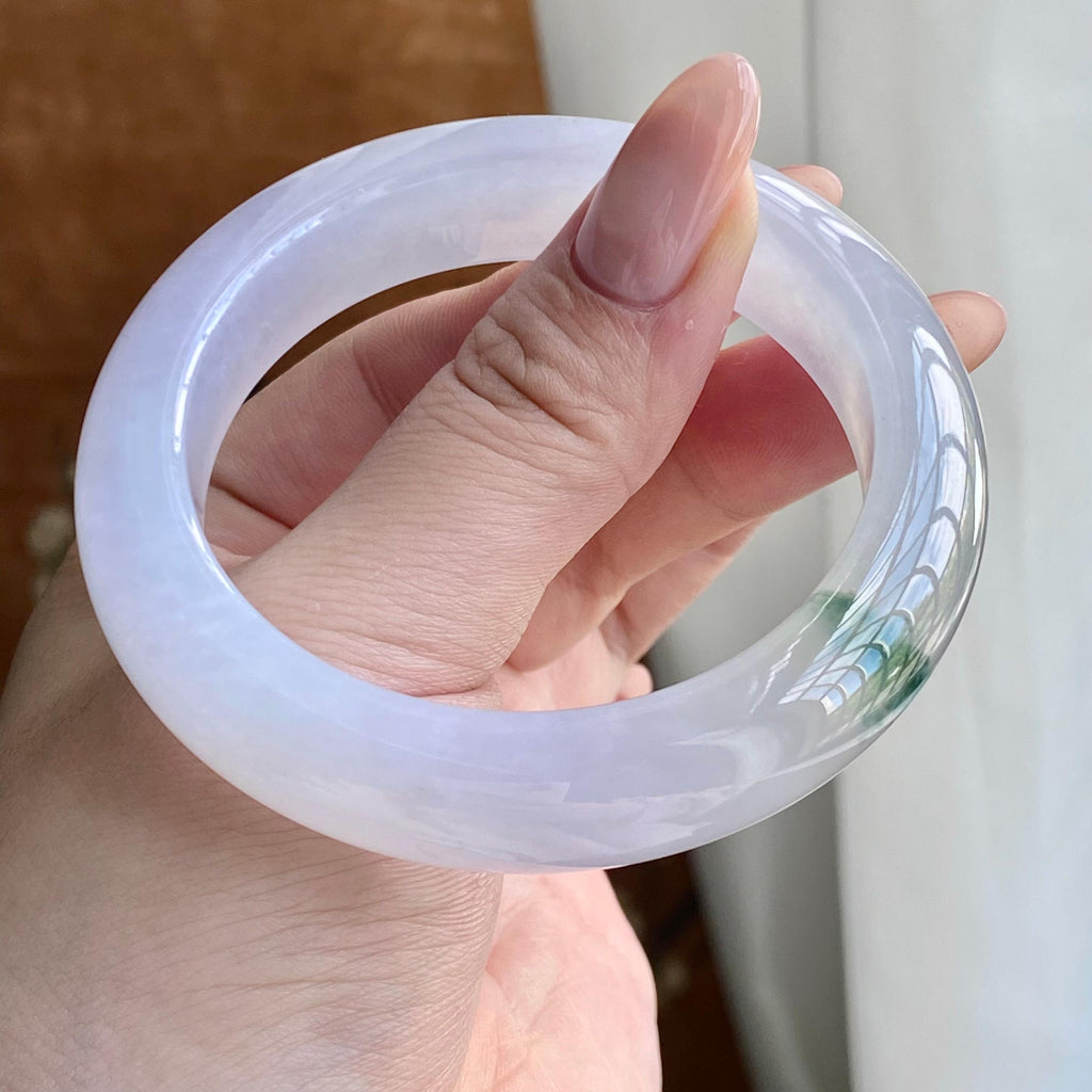 冰种淡春彩飘花平安镯（54圈）（yc228988）