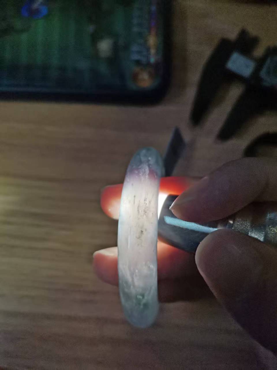 冰种飘花平安镯（50.6mm）（yc097793）