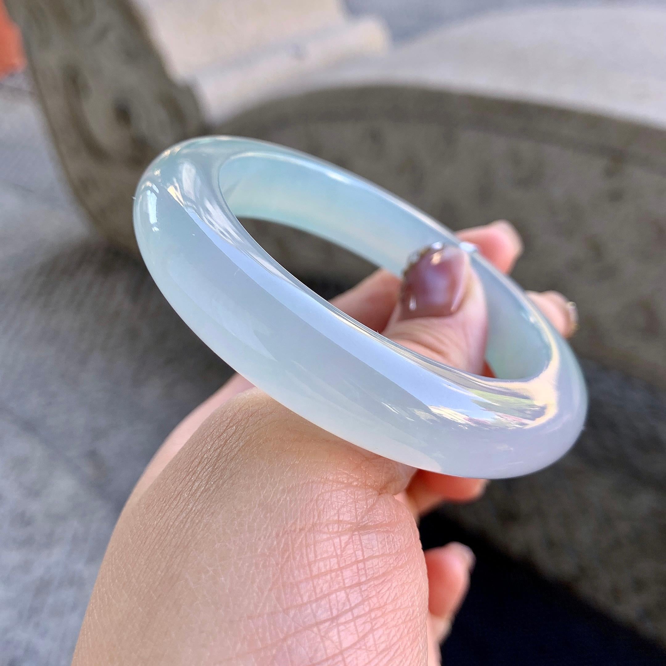 冰种淡蓝底平安镯（53.2mm）（yc273593）
