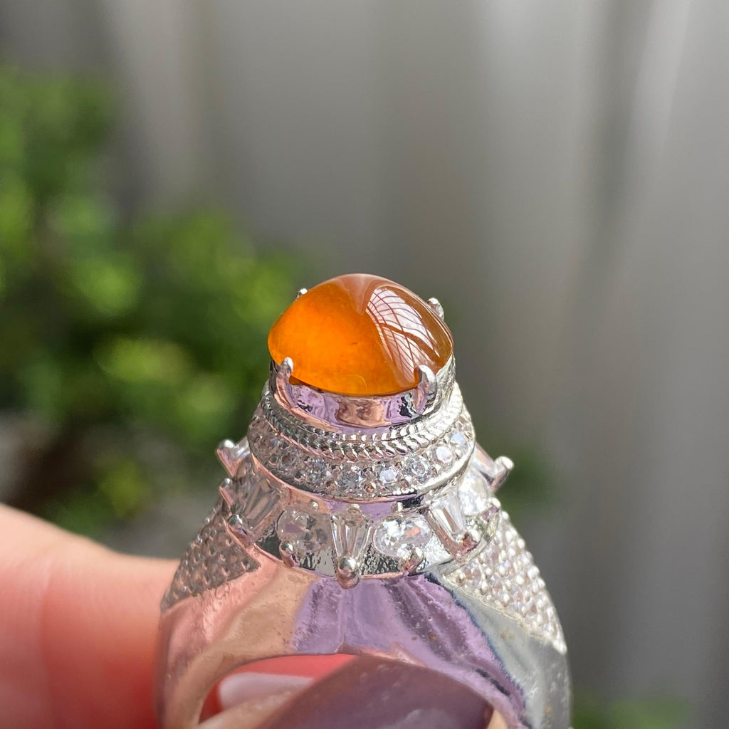 高冰种黄翡蛋面裸石（yc199663）