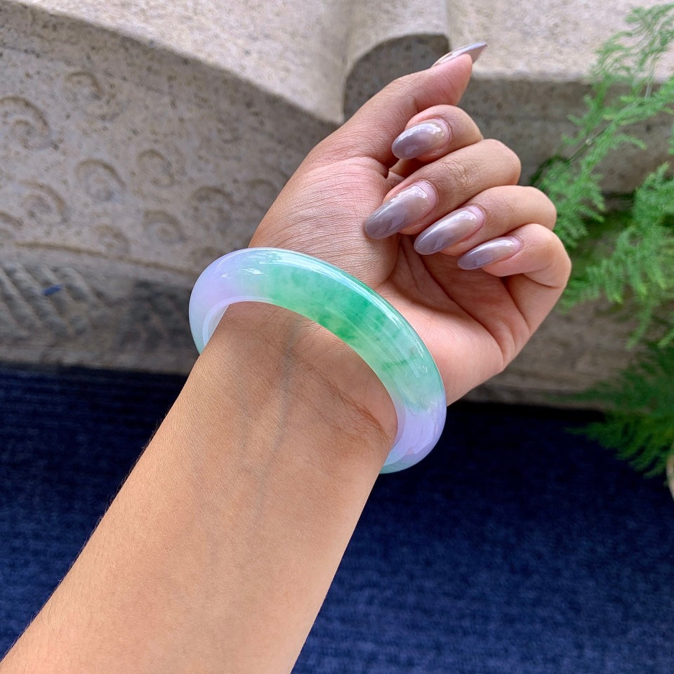 糯冰种春彩平安镯（55mm）（yc172336）