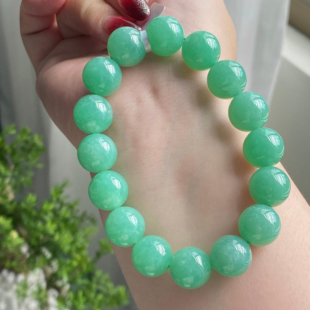 细糯种满绿单圈手串（16颗）（yc213509）