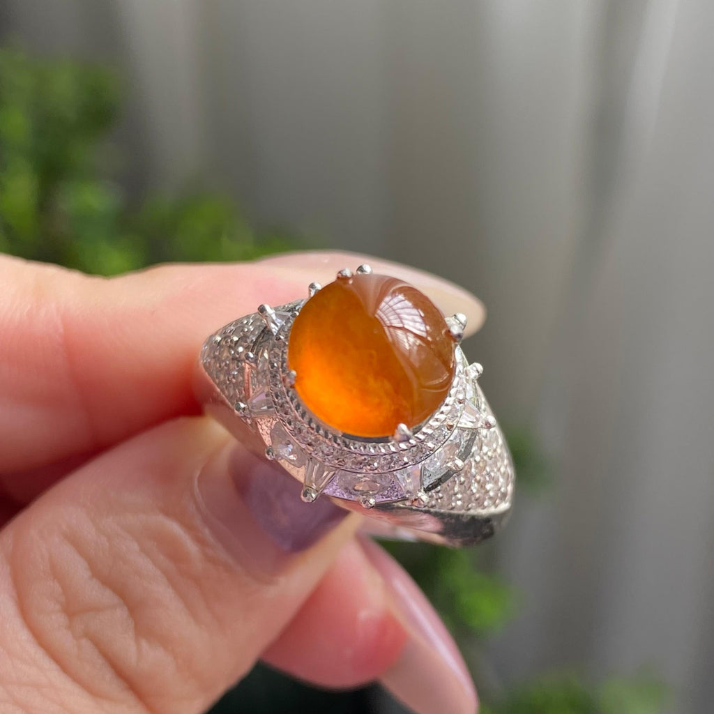 高冰种黄翡蛋面裸石（yc199663）