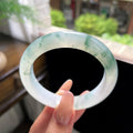 糯冰种绿飘花正圈平安镯 56圈（yc707494）