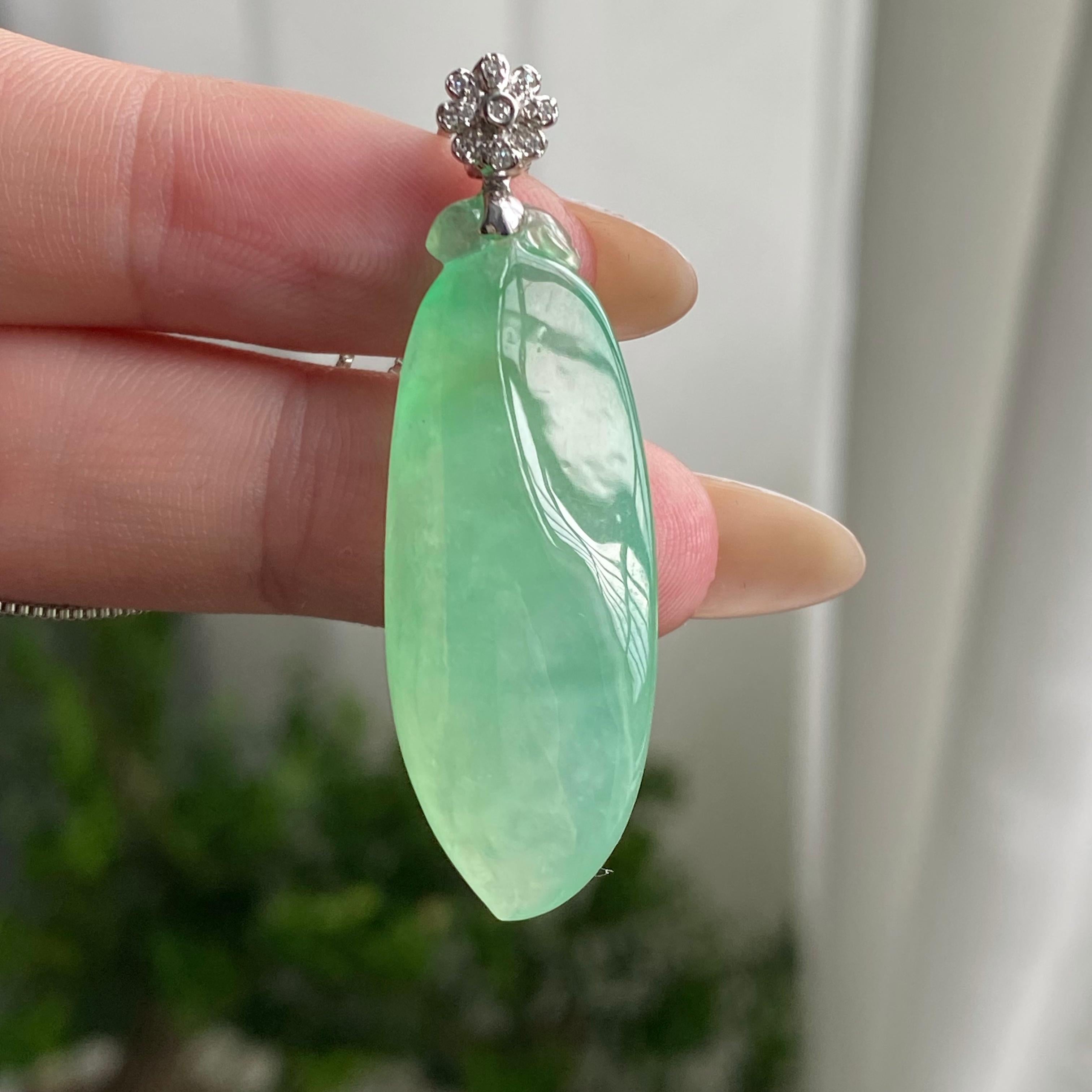 18k金钻镶冰种晴底福瓜吊坠（yc206760）